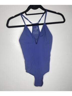 Free People Bodysuit Womens Small Purple Strappy Ribbed Intimately Made in USA